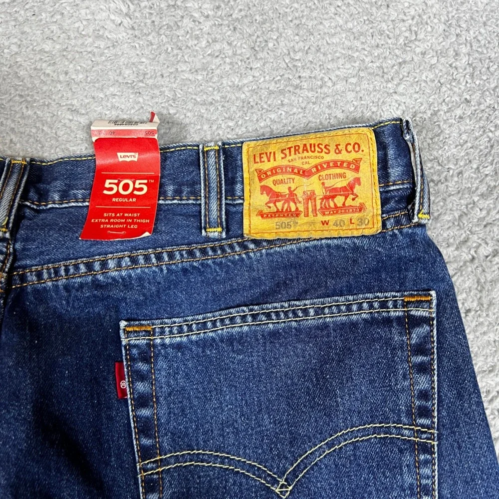 Levi's 505‎ Jeans Mens 40x30 Dark Wash New Regular Fit Straight Leg